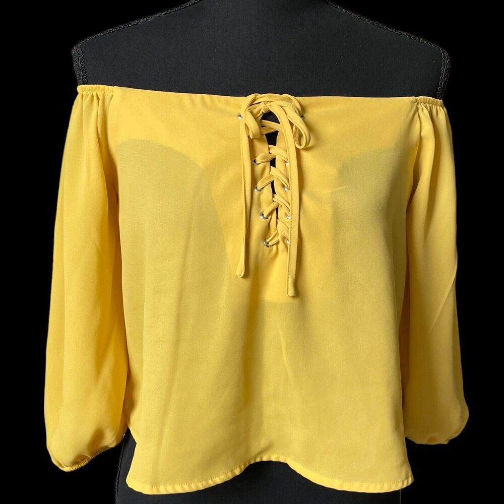 Active USA Off The Shoulder Crop Top with front ties SZ /S